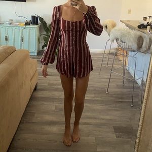 Beach riot Maroon stripe sailor romper